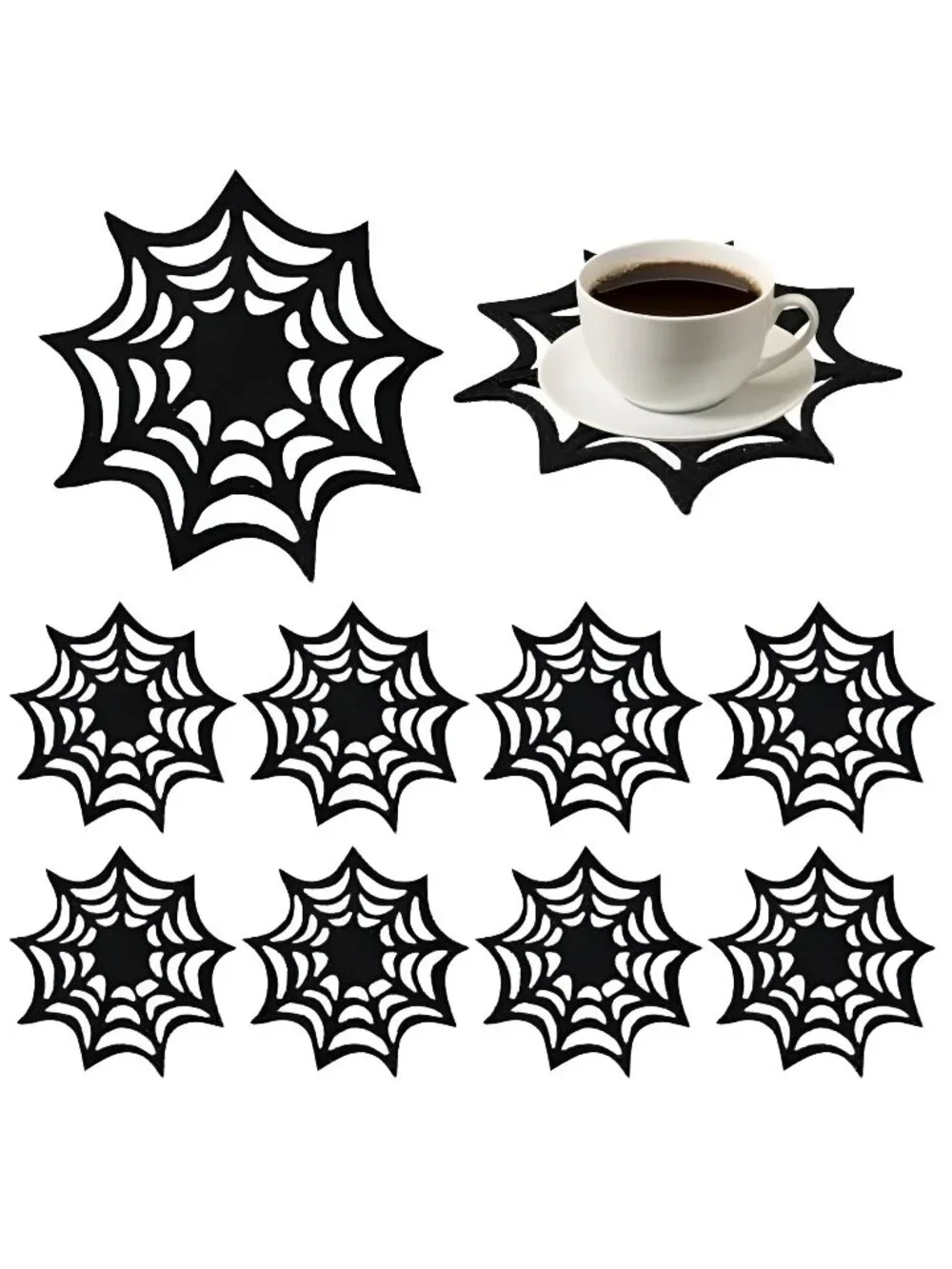 10Pcs Spider Web Coasters Cup Place Mats Non-Slip Heat Resistant